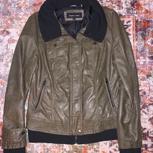 Olive Green Faux Leather Jacket